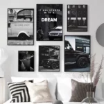 Paris Race Car Luxury Canvas Art Nordic Wall Decor For Living Room - 1