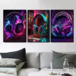 80s Neon Punk Canvas Wall Art Live Music Dj Guitar Karaoke Poster - 3