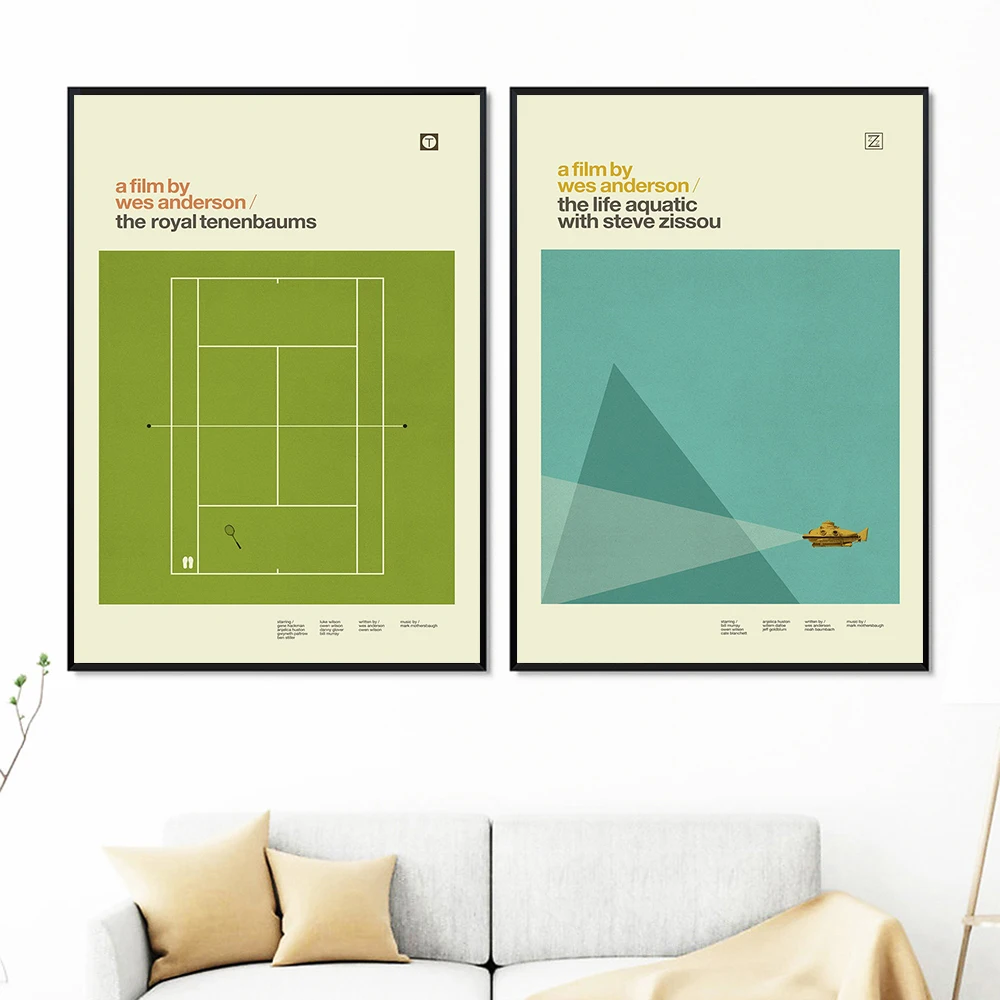 Wes Anderson Geometric Badminton Court Canvas Art Print Wall Decor - 9