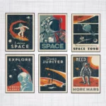 Retro Mars Space Poster Vintage Canvas Wall Art For Living Room - 2