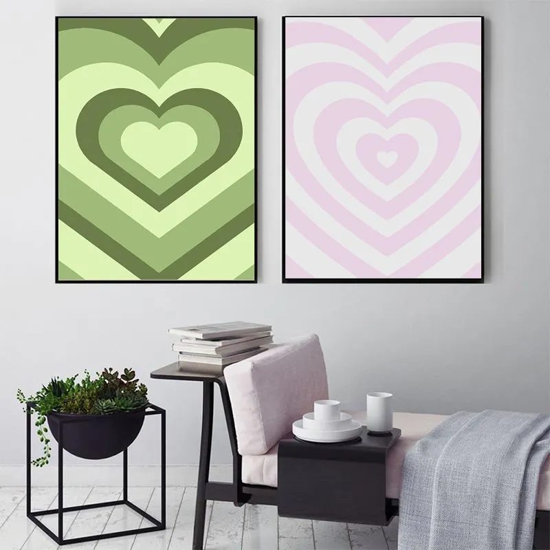 Danish Abstract Pastel Checkered Smiley Flower Canvas Print Wall Art - 10