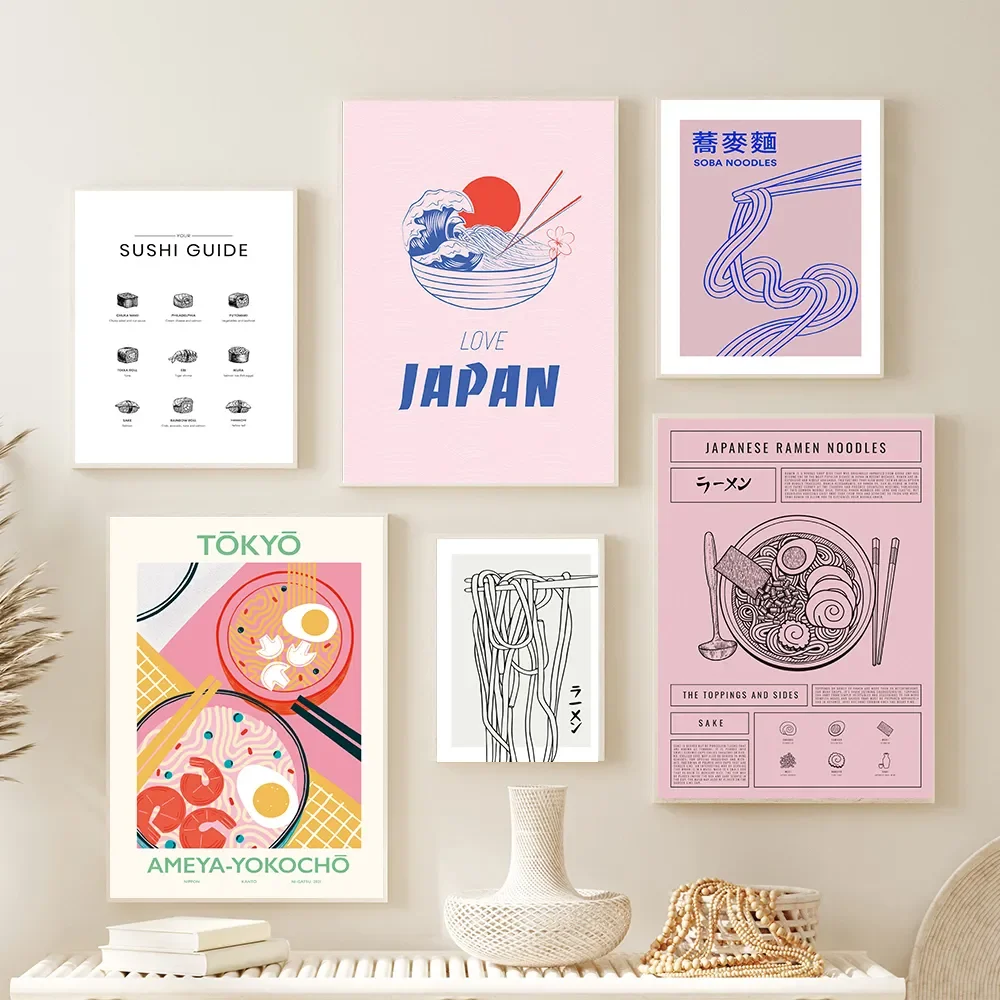 Japanese Cuisine Canvas Art Ramen Soba Sushi Guide Kitchen Wall Decor - 9