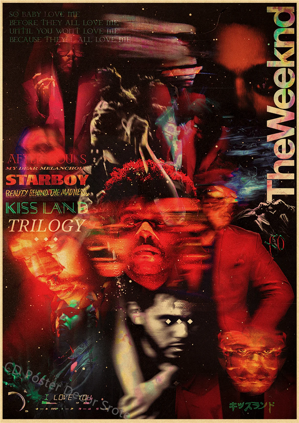 The Weeknd After Hours Kraft Paper Poster Vintage Aesthetic Wall Art Decor - 16