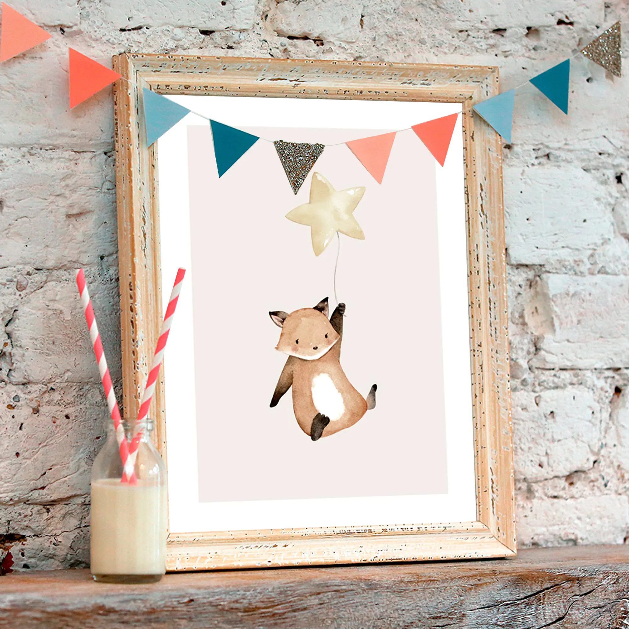 Personalized Baby Room Decor Nordic Cartoon Animal Canvas Wall Art Prints - 30