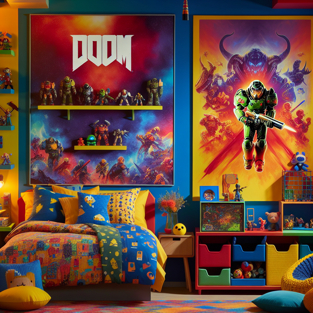 Transforming a Child\u2019s Space with Colorful Doom Game Poster for Kids Room Decor  